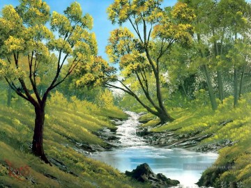 ruisseau bouillonnant Bob Ross freehand paysages Peinture à l'huile